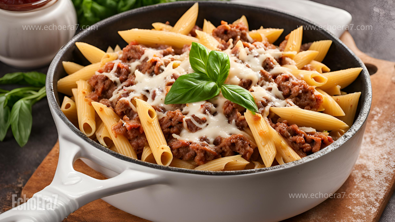 Receita de Macarrão Cremoso com Carne Moída